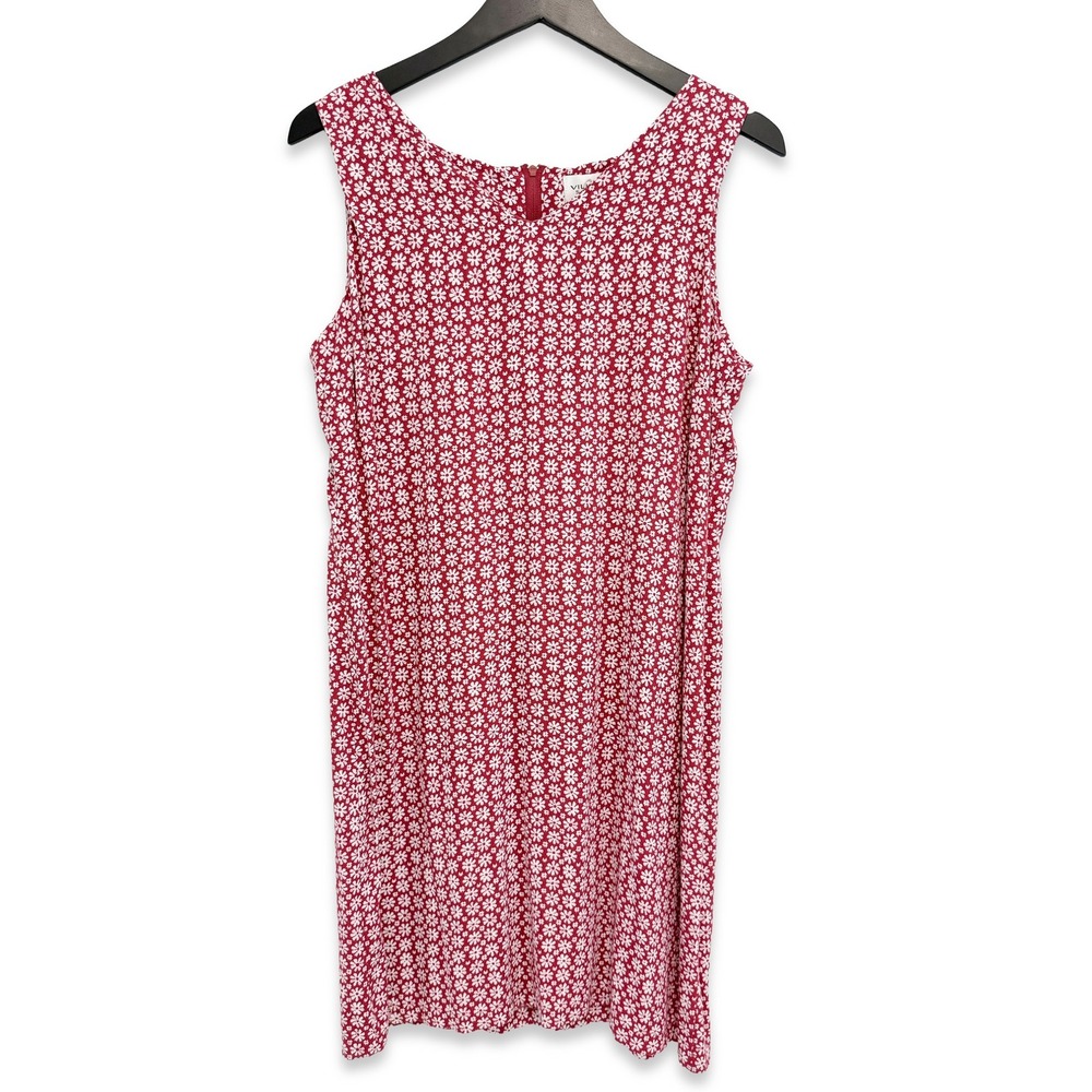 Villager Sport Floral Shift Dress Women Vintage 90s Cottagecore Retro Mod Red